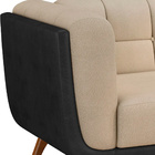 Sofá 2 Lugares 200cm Coin Courino Preto | Bouclê Suave Off Wh